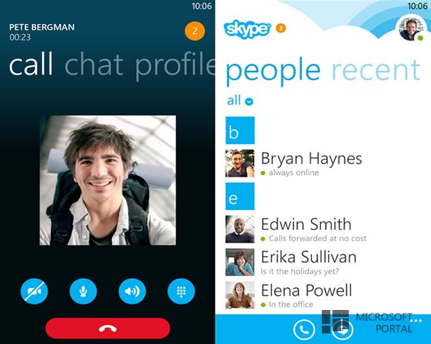 Выпущен Skype 2.10 для  Windows Phone 8