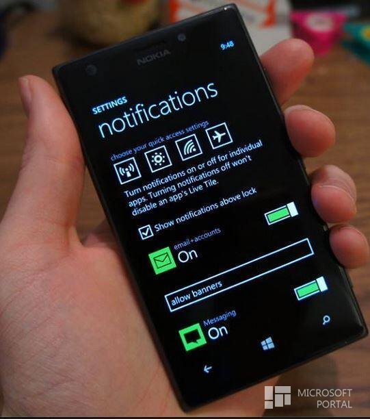 Скриншот Центра уведомлений в Windows Phone 8.1