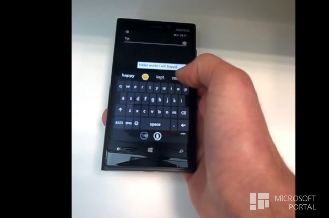 Демонстрация Swype-клавиатуры в Windows Phone 8.1