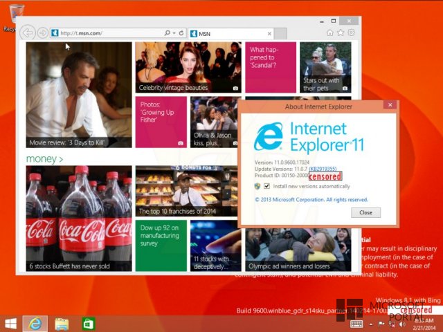 Скриншоты сборки Windows 8.1 Microsoft Partner build Connected Core с картами Bing