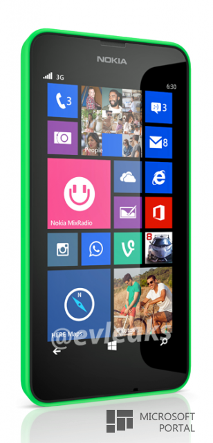 Рендер Nokia Lumia 630 от Evleaks