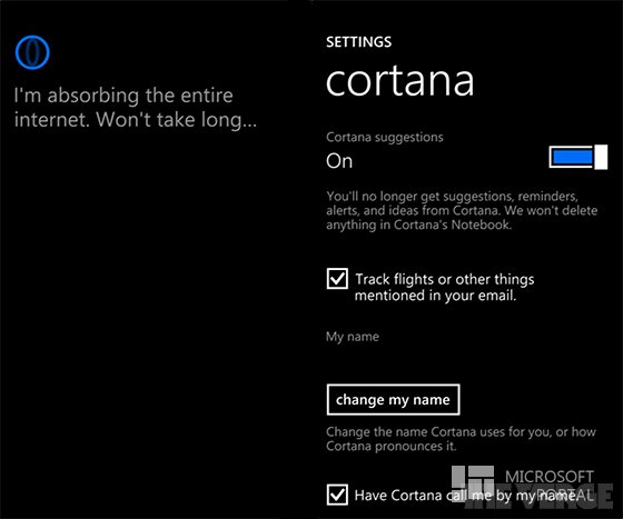 Первые скриншоты голосового помощника Cortana