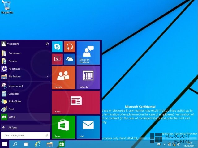 Скриншоты Windows 9 Build 9834 (Обновлено 1)