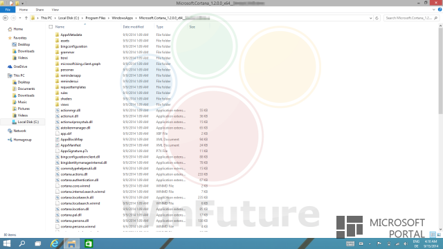 Несколько скриншотов голосового помощника Cortana в Windows 9