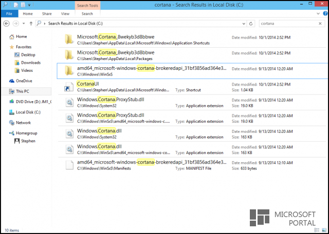 Файлы Cortan'ы замечены в текущей сборке Windows 10 Technical Preview