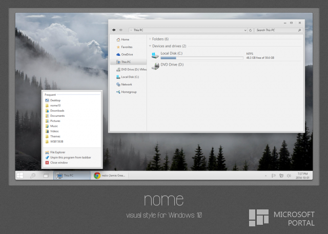Nome – первая тема для Windows 10