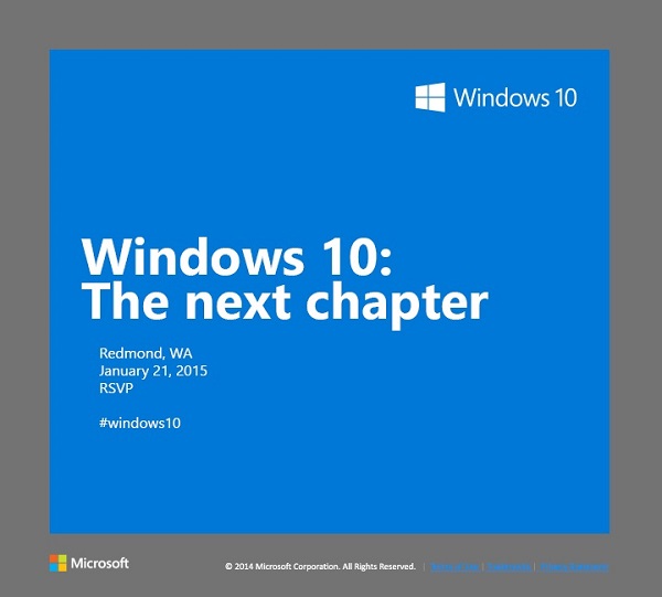 Официально: 21 января компания Microsoft представит Windows 10 для планшетов и смартфонов