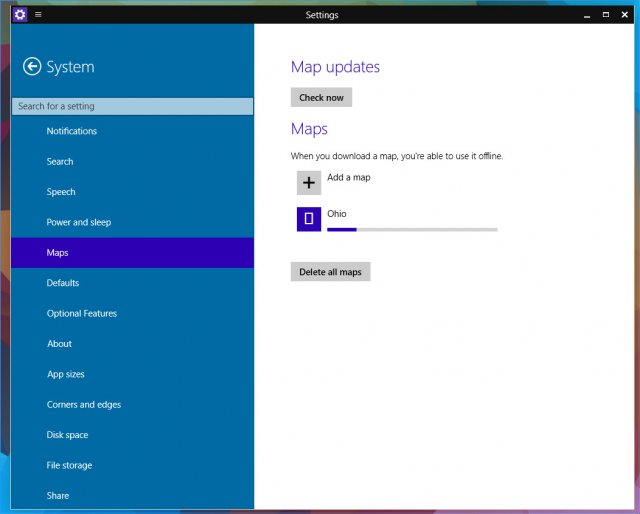 Поддержка  карт в Windows 10 Technical Preview Build 9888