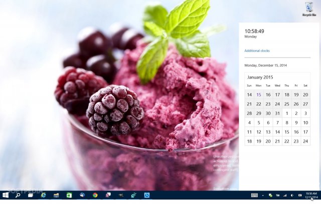 Новые часы и календарь в Windows 10 Technical Preview for Consumer Build 9901