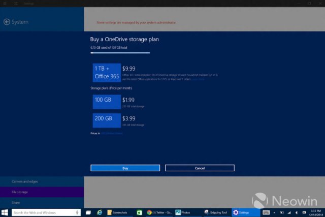 Windows 10: Ещё более глубокая интеграция OneDrive в сборке 9901