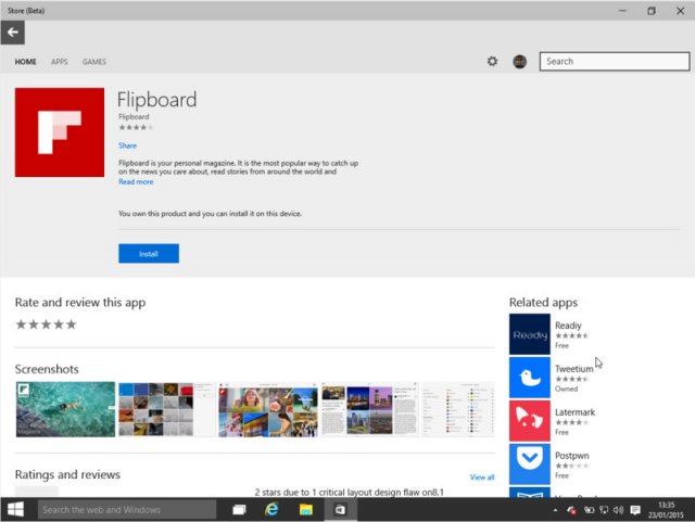 Изображения нового магазина приложений в Windows 10 build 9926