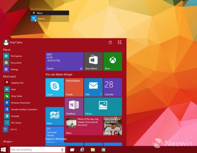 Сборка Windows 10 TP Build 9926 не позволяет переносить ярлыки современных приложений на Рабочий стол