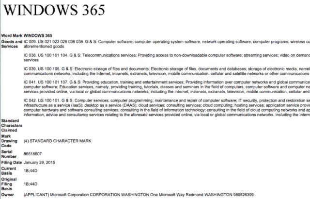 Microsoft подала патент на товарный знак для Windows 365