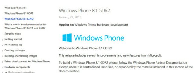Замечена официальная документация Windows Phone 8.1 GDR2 для ОЕМ-производителей