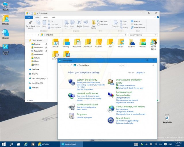 Ещё скриншоты сборки Windows 10 Pro TP Build 10022