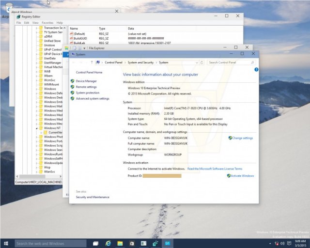 Скриншоты Windows 10 Technical Preview Build 10031