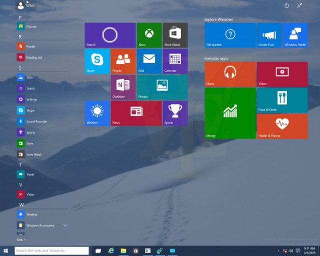 Скриншоты Windows 10 Technical Preview Build 10031