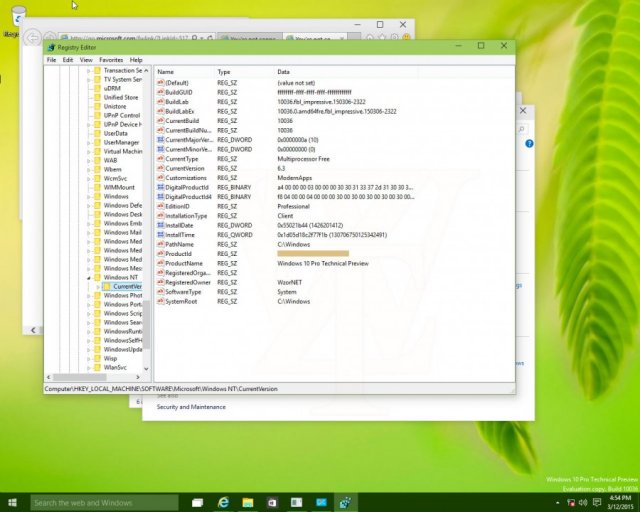 Скриншоты Windows 10 Pro Technical Preview Build 10036 English + Russian LP