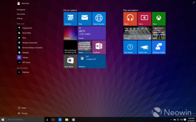 Windows 10 Build 10056: новые анимации и изменение размера меню Пуск