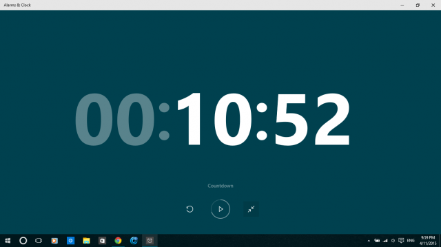 Новый секундомер в будильнике Windows 10 TP Build 10056