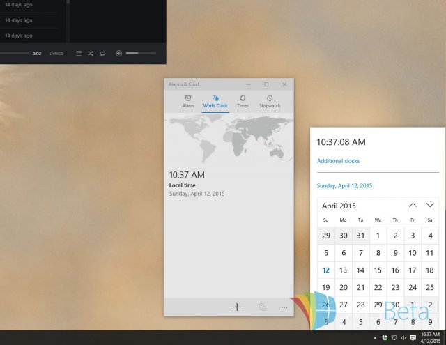Включаем старый виджет часов и календаря в сборке Windows 10 Build 10056