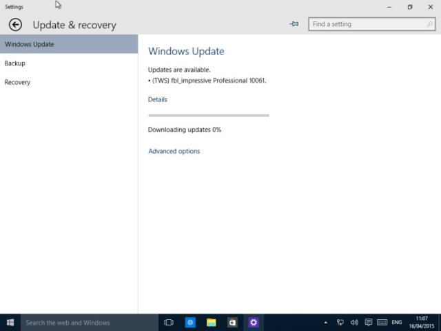 Пользователи сборки Windows 10 Build 10056 стали замечать в Windows Update билд 10061