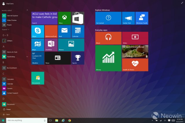 Изображения сборки Windows 10 Build 10061
