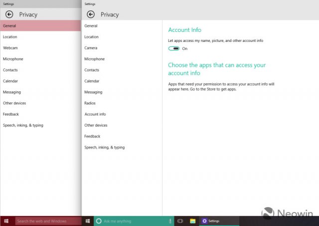 Microsoft добавла больше параметров конфиденциальности в сборку Windows 10 Build 10061