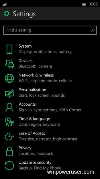 Скриншоты Windows 10 for Phones