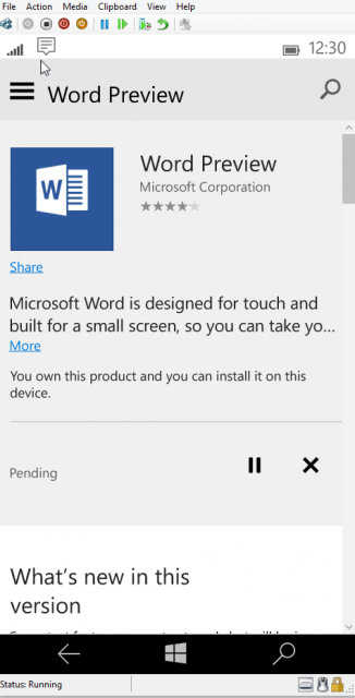 В эмуляторе сборки Windows 10 for Phones Build 10069 продемонстрирована работа с помощью мыши и клавиатуры