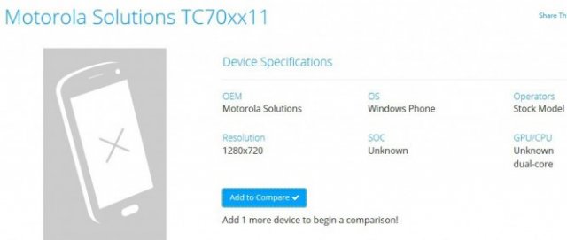 Замечен смартфон Motorola Solutions на Windows Phone