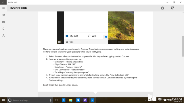 Cortana научилась использовать имя пользователя в Windows 10