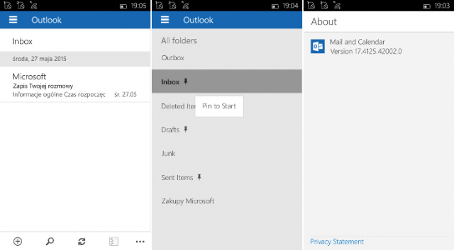 Microsoft выпустила обновления для приложений Почта Outlook и Календарь в Windows 10 Mobile