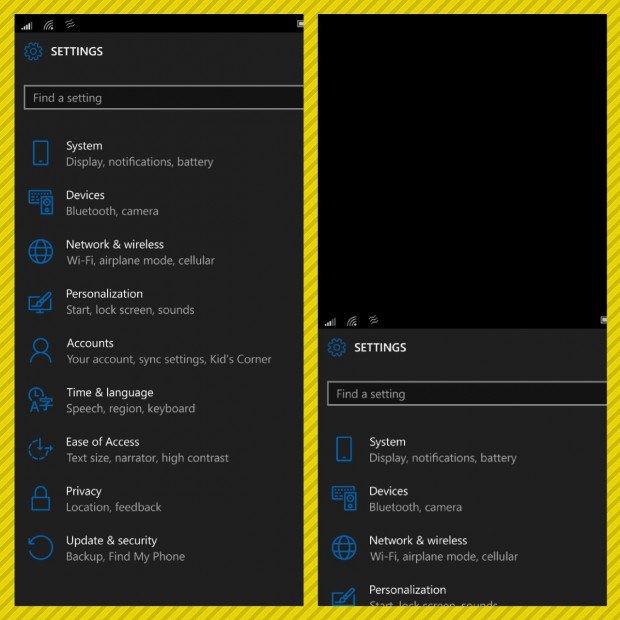 Функция управления одной рукой в Windows 10 Mobile Build 10136 показана на видео и скриншотах