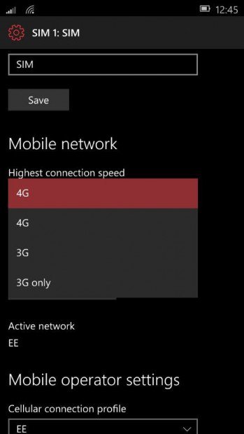 В настройках передачи данных сборки Windows 10 Mobile Build 10136 появился режим 3G only