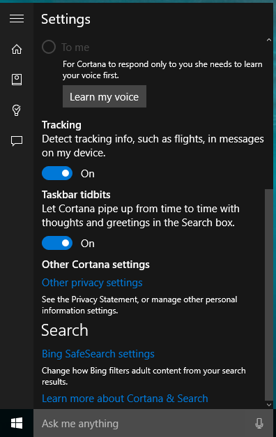Windows 10 Build 10147: Cortana научилась показывать различные сообщения в Панели задач