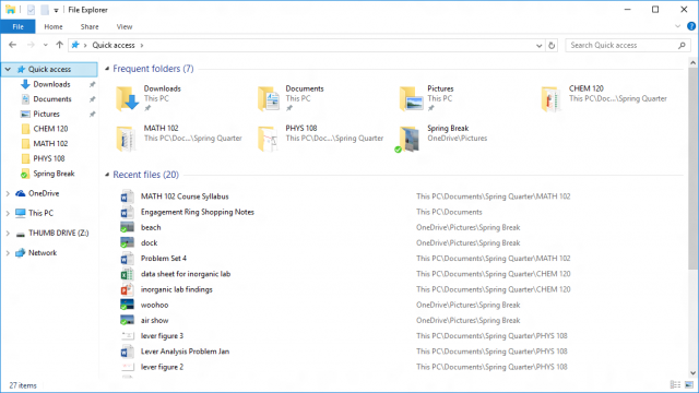 Microsoft рассказала больше информации о функции Быстрого доступа к файлам в  Windows 10