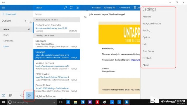 Приложение Почта в Windows 10 и Windows 10 Mobile получило обновление