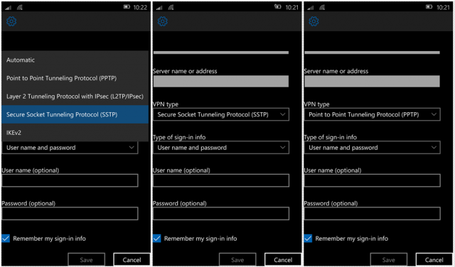 Сборка Windows 10 Mobile Build 10136 получила поддержку протоколов PPTP и SSTP для VPN