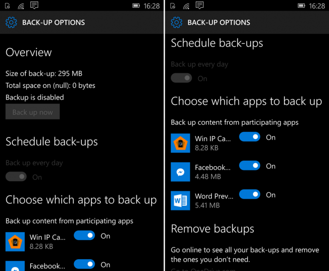 В сборке Windows 10 Mobile Build 10136 улучшена функция резервного копирования