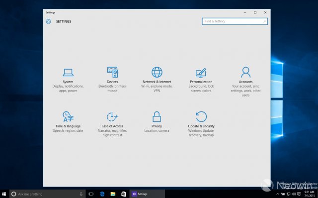Скриншоты сборки Windows 10 Build 10159