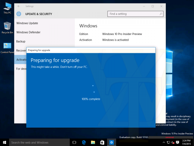 Скриншоты сборки Windows 10 Build 10163