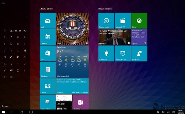 Скриншоты Windows 10 build 10166