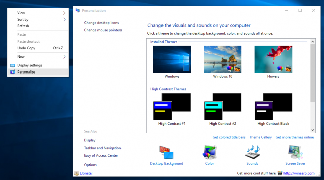 Personalization Panel – классическое окно персонализации для Windows 10