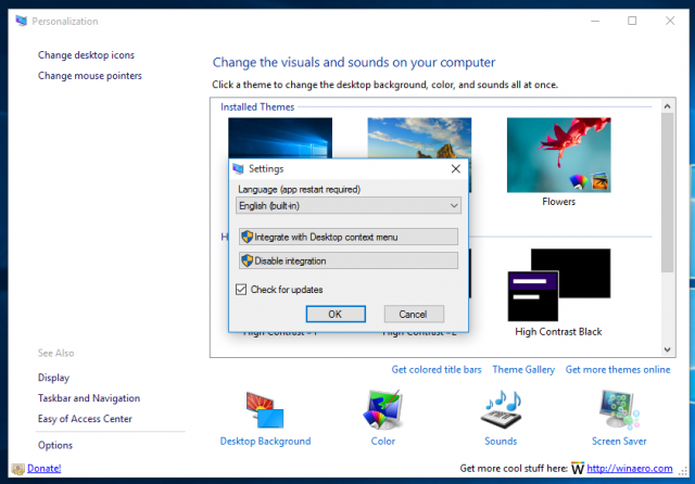 Personalization Panel – классическое окно персонализации для Windows 10
