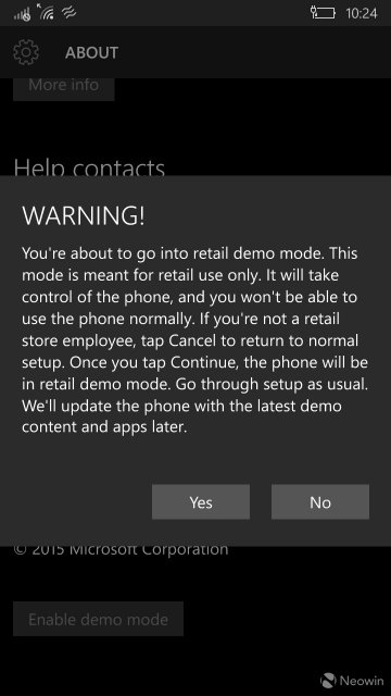 Retail-режим в Windows 10 Mobile