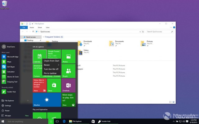 Скриншоты сборки Windows 10 Build 10525