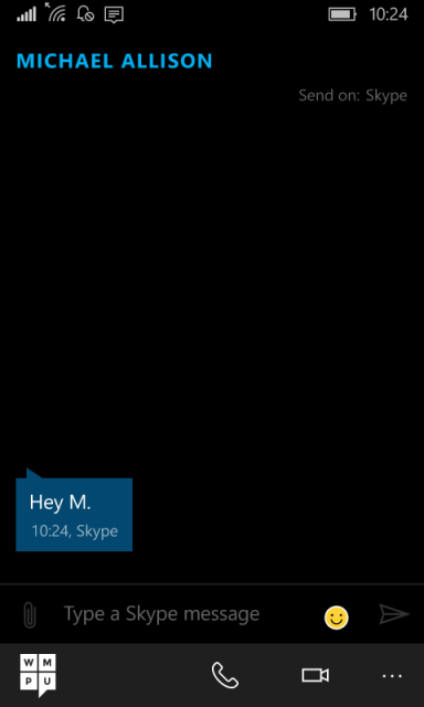 Видео универсального приложения Skype в Windows 10 Mobile
