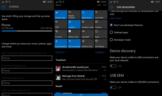 Видео сборки Windows 10 Mobile Build 10536