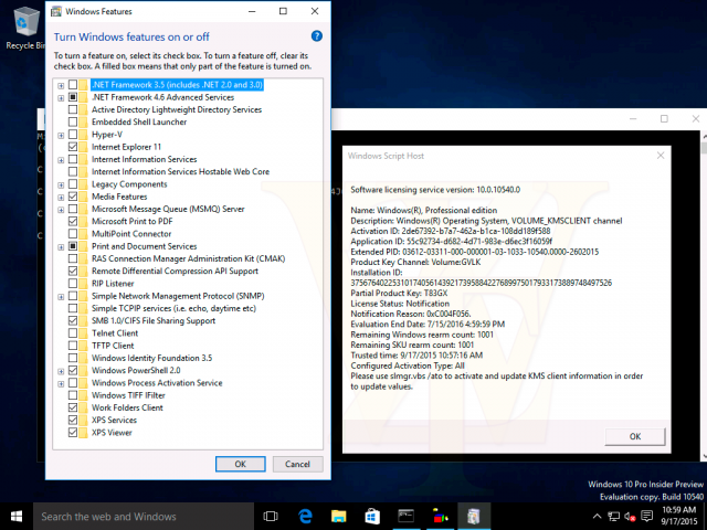 Скриншоты сборки Windows 10 Build 10540